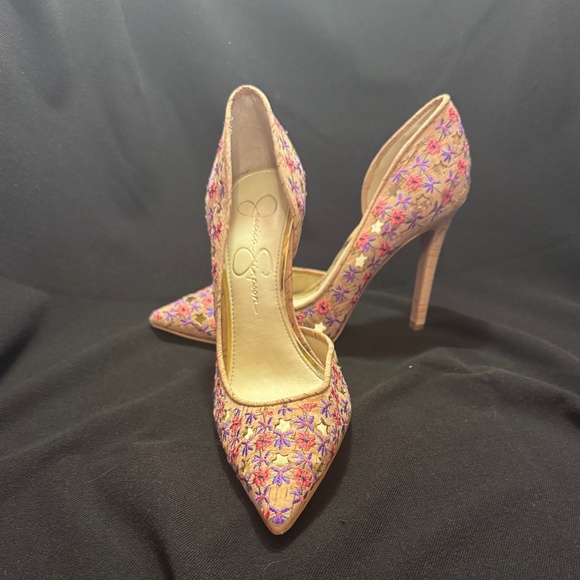 Jessica Simpson Shoes - Jessica Simpson Claudette Floral Cork Stiletto Heels, Size 7M